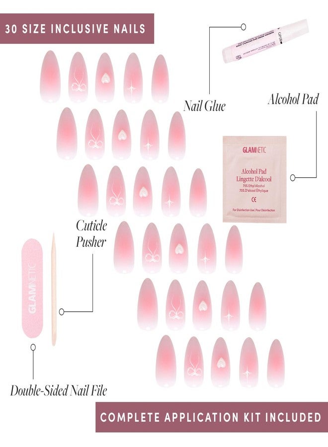 Glamnetic Press On Nails - Lovers Knot | Glossy, Semi-Transparent, Short Almond Nails, Salon Quality | 15 Sizes - 30 Nail Kit with Glue - Image 4